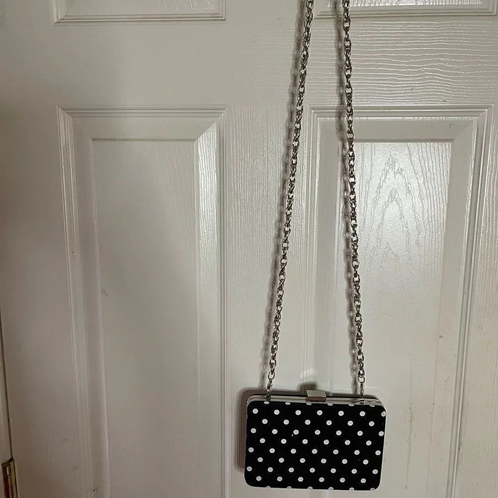 White House black market black and white polka crossbody/ Clutch
